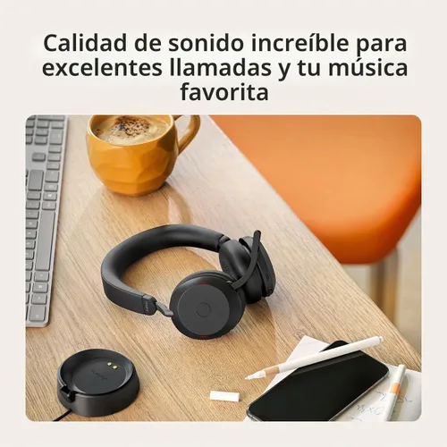 Vista 8 de Auriculares inalámbricos Jabra Evolve2 75 para PC con tecnología de 8 micrófonos - Auriculares estéreo de espuma dual con cancelación activa