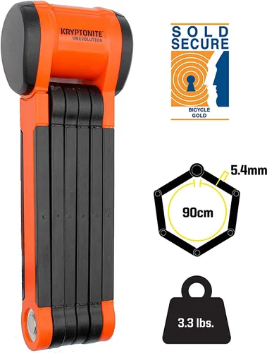 Vista 4 de Kryptonite Evolution 790 - Candado plegable para bicicleta, compacto, ligero, de alta seguridad, antirrobo, plegable, con 2 llaves y soporte