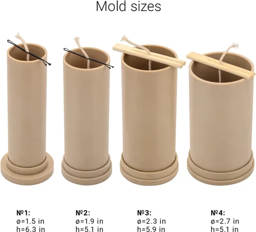 Vista 3 de Juego de 4 moldes de velas para hacer velas, moldes de cera derretida para manualidades, moldes de cera para velas