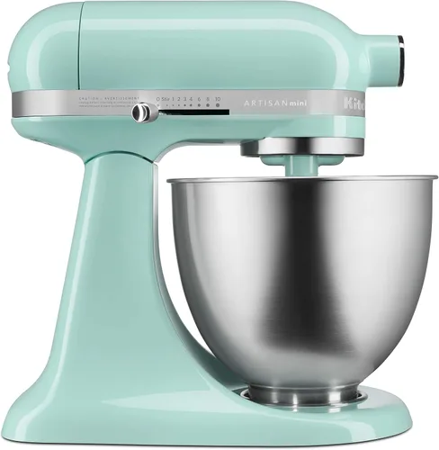 Vista 5 de KitchenAid KSM3311XAQ Artisan Mini Series Batidora de pie con cabezal inclinable, 3.5 cuartos, azul cielo aguamarina