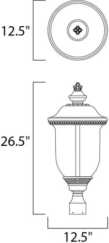Vista 2 de Maxim 3420WGOB Carriage House - Vidrio de agua tradicional de aluminio fundido DC para exteriores, montaje en poste/poste, 3 luces, 120 vatios
