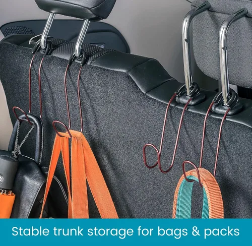 Vista 3 de High Road Ganchos irrompibles para bolsas de automóvil – Ganchos grandes para asiento de coche para bolso, mochila, abrigos, sombreros y bolsas