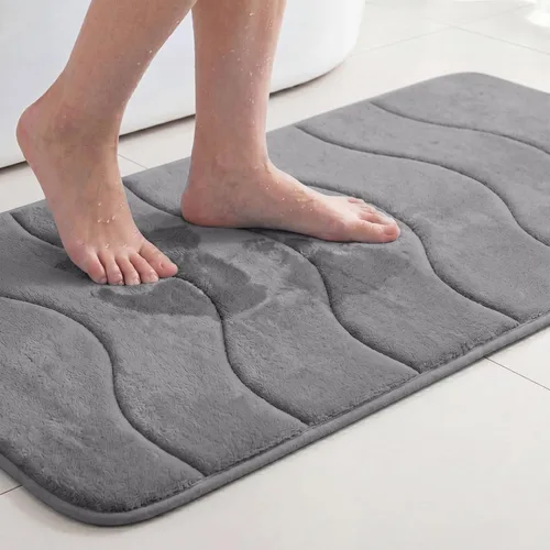 Vista 45 de Flamingo P Alfombra de Baño de Espuma Viscoelástica Tapetes de Baño Alfombra Antideslizante Absorbente de Agua para Ducha, 24x17 pulgadas, Verde Aqua
