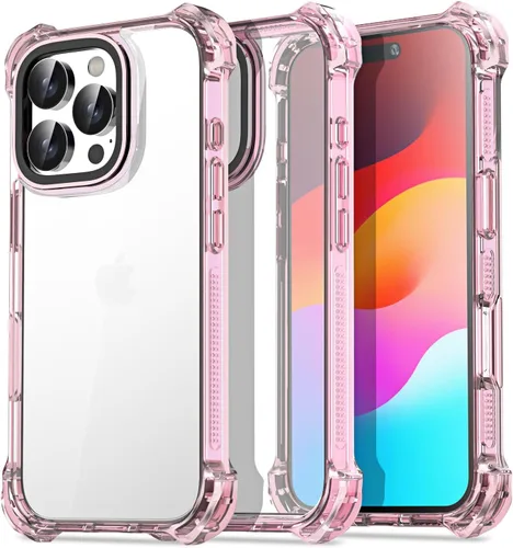 Vista 32 de AICase Funda Rebote Rosa Neón Brillante Compatible con iPhone 15, Transparente a Prueba de Impactos Resistente a Golpes Linda Femenina Adolescente