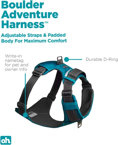 Vista 2 de Outward Hound Boulder Adventure - Arnés ajustable para perro con bolsillos, turquesa, mediano