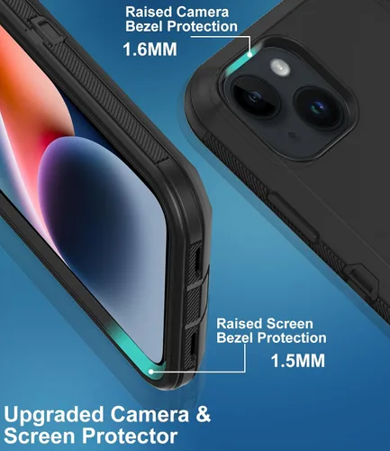 Vista 4 de Funda para iPhone 14 Plus, con 2 protectores de pantalla a prueba de golpes, protección de grado militar, marco resistente y a prueba de caídas