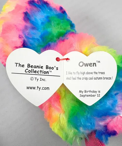 Vista 5 de Peluche de búho OWEN multicolor de tamaño regular de felpa, de TY
