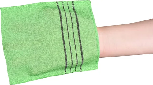 Vista 3 de Toallas exfoliantes de baño coreanas de calidad. Hechas en Corea (verde, 3 piezas)