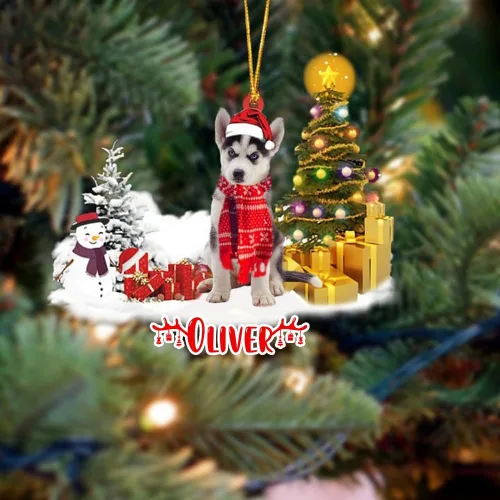 Vista 7 de NAZENTI Adorno personalizado de gato abisinio con árbol de pino, adorno de Navidad personalizado para perros amantes de las mascotas, colgante