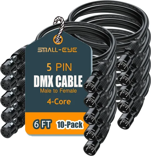 Vista 19 de SMALL-EYE Cable DMX de 5 pines, paquete de 2 unidades de 3 pies, cable de iluminación de escenario macho a hembra de 4 núcleos para controlador