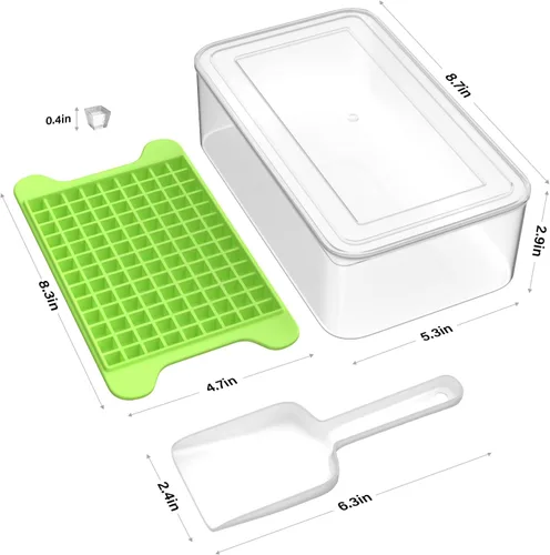 Vista 2 de Mini bandeja para cubitos de hielo para congelador: bandejas de hielo pequeñas FDDBI para congelador con contenedor – 117 × 4 piezas bandeja