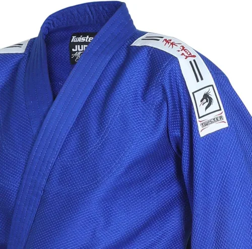 Vista 3 de Judo Gi Black Tiger Judo Uniforms Gi M/O Premium Quality Cotton Grain Cloth 450GRM, con cinturones gratis Azul