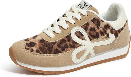 Vista 14 de LUCKY STEP - Zapatillas de moda para mujer, elegantes, de caña baja, clásicas, retro, casuales, cómodas, para correr y caminar Marrón oscuro