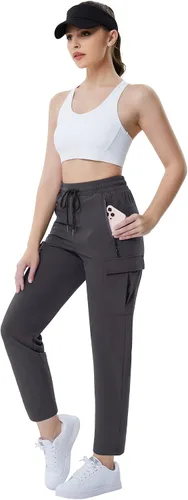 Vista 5 de KOJOOIN Womens Hiking Cargo Pants Lightweight Quick Dry with Pockets Joggers Pants Athletic Workout Casual Camping