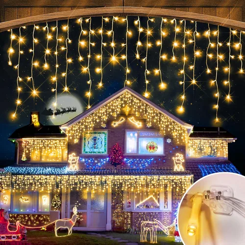 Vista 8 de Luces de Halloween para exteriores de 52 pies, 480 luces LED de Halloween moradas y naranjas, 12 modos de iluminación con temporizador de memoria