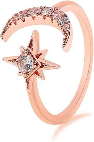Vista 6 de Artilady Gold Emerald Rings for Women, Open Band Adjustable for US 5-10 Dorado