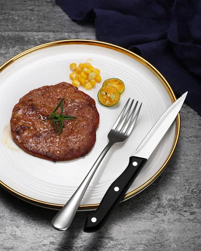 Vista 7 de EUIRIO Juego de cubiertos de 48 piezas con cuchillos para carne, cubiertos de acero inoxidable resistente para 8, cubiertos de grado alimenticio