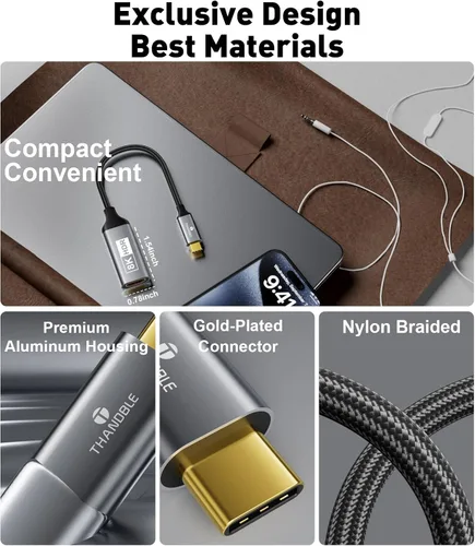Vista 7 de Adaptador USB C a HDMI 2.1, compatible con 8K @60Hz y 4K 120Hz, HDR dinámico, Thunderbolt 3/4/5, puerto USB 4, adaptador tipo C a HDMI para MacBook