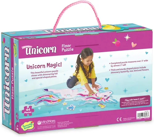 Vista 8 de Peaceable Kingdom Rompecabezas de unicornio brillante para el piso, 1 EA