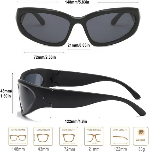 Vista 7 de Y2K - Lentes de sol envolventes para hombres y mujeres, accesorios de los años 2000, lentes cibernéticos, deportivos, motociclistas, protección UV400