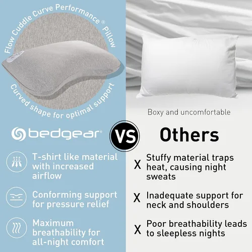 Vista 4 de Bedgear Flow Cuddle - Almohada curvada – Tamaño 0.0 – Almohada transpirable para dormir de lado – Almohada de cama suave – Funda hipoalergénica