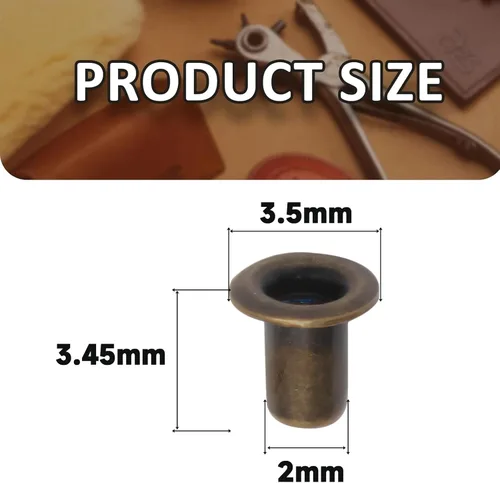 Vista 2 de Litoexpe Ojales Pequeños de 1.5MM, 200 Piezas, Ojales Autoadhesivos para Núcleos de Cuentas, Ropa, Cuero, Lona (Latón Antiguo)
