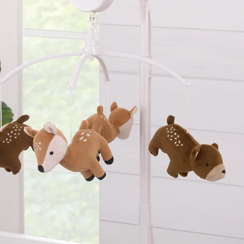 Vista 3 de Little Love by NoJo National Park Brown, Tan Bears y Deer Plush Musical Mobile