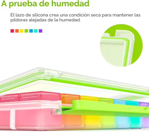 Vista 2 de AUVON iMedassist Organizador de pastillas semanal a prueba de humedad 4 veces al día, caja grande de 7 días con diseño portátil para viajes