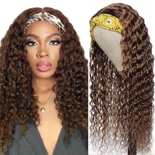Vista 11 de XSY: Peluca de diadema de cabello humano de onda profunda sin pegamento, sin encaje frontal, peluca de diadema rizada, lista para usar y llevar