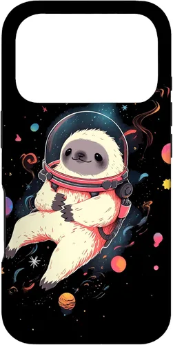Vista 30 de Sloth Floating in Space Planets Stars Sloth Lover Case for iPhone 16