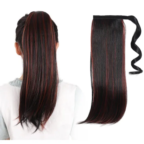 Vista 57 de Extensiones de cabello para cola de caballo, extensión de cola de caballo roja de 16 pulgadas, corta, ondulada, rizada, envolvente, cola de caballo