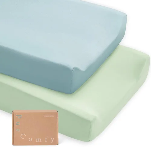 Vista 13 de Graco Pack N Play Sheets - Sábanas de viscosa prémium para cuna, bolsillo profundo de 5 pulgadas, paquete de 2 sábanas neutrales para niños y niñas