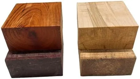 Vista 4 de Paquete combinado de 4, bloques cuadrados de madera dura para bricolaje carpintería para manualidades y proyectos de madera