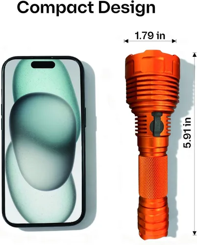 Vista 5 de Linterna táctica recargable de 2000 lúmenes con interruptor de cola, LED SST40, haz de punto e inundación, 2500 mAh, cabeza de loto con cuentas
