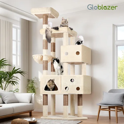 Vista 8 de Globlazer Torre Extra Grande para Gatos, Árbol de Gato de 81 Pulgadas de Altura para Gatos Grandes de 20 Libras, Torre XXL de Rascado para Gatos