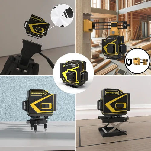 Vista 6 de Nivel Láser de Piso Autonivelante, Láser de Línea Cruzada Horizontal Vertical 3x360, Alineación de Haz Verde 3D para Piso de Baldosas, Pared y Techo