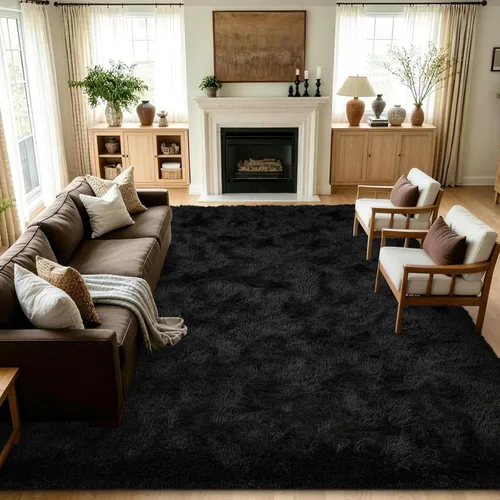 Vista 74 de Noahas Alfombras de Área Grandes y Esponjosas de 5x8 pies para Sala de Estar y Dormitorio, Alfombra Gruesa de Pelo Largo Beige y Blanca, Alfombra