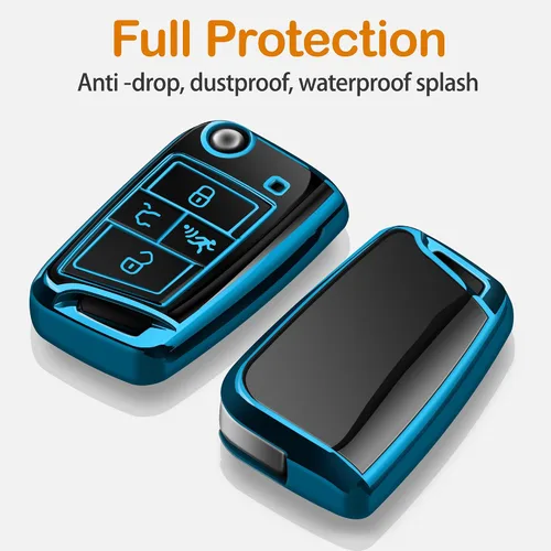 Vista 3 de Funda para llavero Volkswagen con llavero, carcasa de protección completa de TPU suave, llavero compatible con VW Tiguan Golf Jetta Polo Atlas Skoda