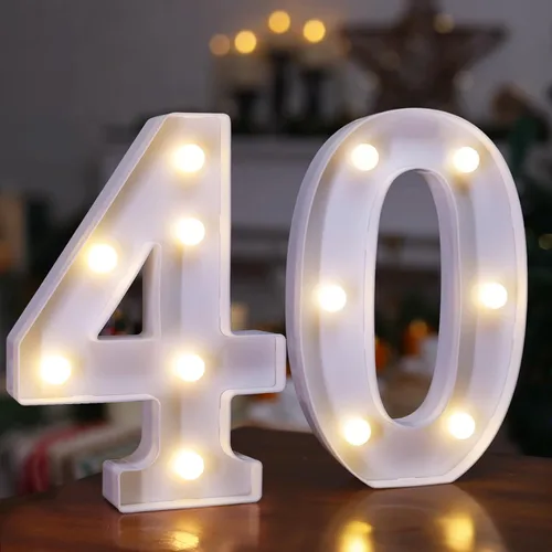 Vista 17 de Números con luz LED, letrero de número de marquesina para decoración de cumpleaños de 10 años (10)