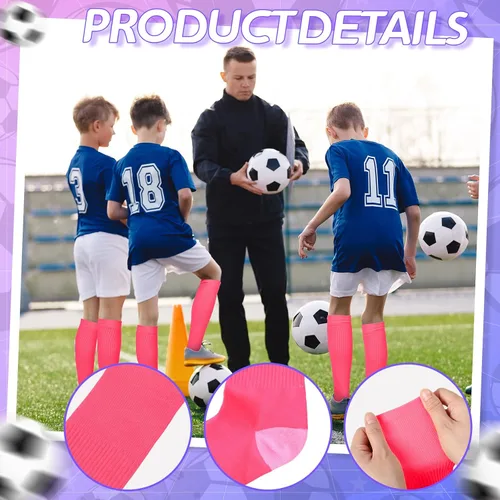 Vista 3 de Toulite Juego de 6 calcetines de fútbol y sóftbol para jóvenes, calcetines deportivos de béisbol, calcetines de tubo unisex para hombres y mujeres