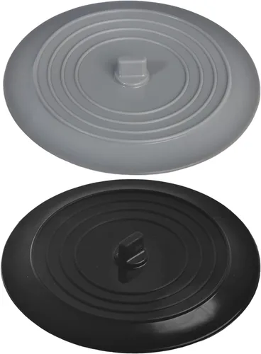 Vista 4 de Juego de 2 tapones para fregadero de cocina y bañera de 6 pulgadas, color negro y gris, para drenaje estándar de fregadero de cocina y desagüe
