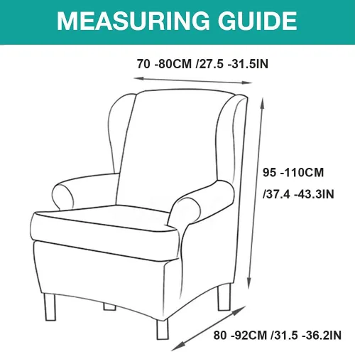 Vista 2 de Funda para silla Wingback, fundas elásticas para silla de 2 piezas, fundas elásticas para sofá, funda antideslizante con parte inferior elástica