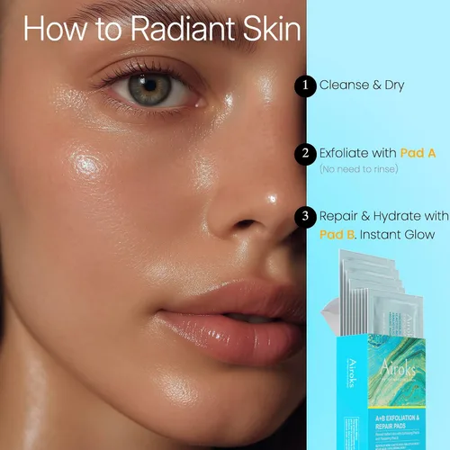Vista 6 de A+B - Almohadillas faciales exfoliantes y reparadoras de 10 Tx, tratamiento de suero de cáscara ácida de 2 pasos con péptidos hialurónicos