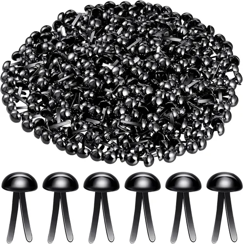 Vista 21 de Hotop 500 piezas de chinches de latón para manualidades de papel, sujetadores redondos de metal para arte, manualidades, proyectos escolares, Negro