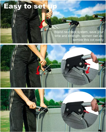 Vista 6 de iClimb Cuna plegable súper fácil de montar, ultraligera, compacta y resistente, con bolsa de transporte para adultos, camping, mochileros