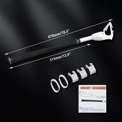 Vista 2 de SOULWIT Golf Club Adapter Handle Attachment for Oculus (Meta) Quest 2 (Right-Hand Controller), VR Golf Grip Extension Accessory, Easy Installation