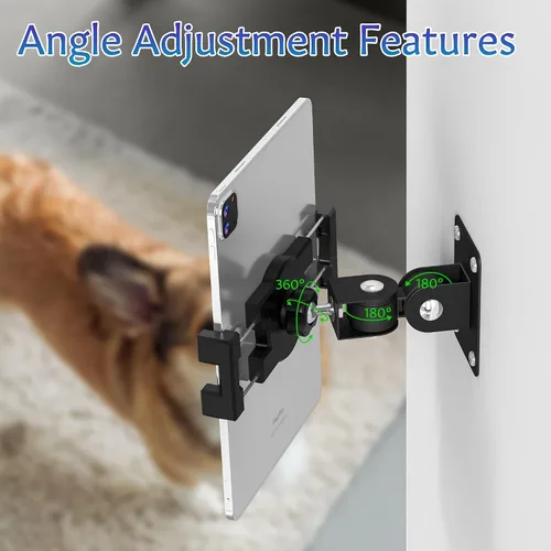 Vista 7 de Soporte de pared para iPad, soporte de pared para tableta, soporte giratorio ajustable de 360 ° 180° Horizontal/Vertical Tilt Arm, Compatible with