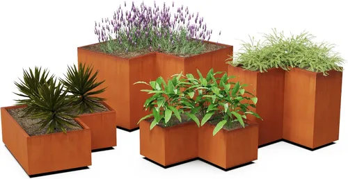 Vista 4 de Construye tu propia maceta de acero Corten – Elige tamaño, fondo, drenaje 12 a 48 pulgadas de diámetro Maceta redonda personalizada de acero