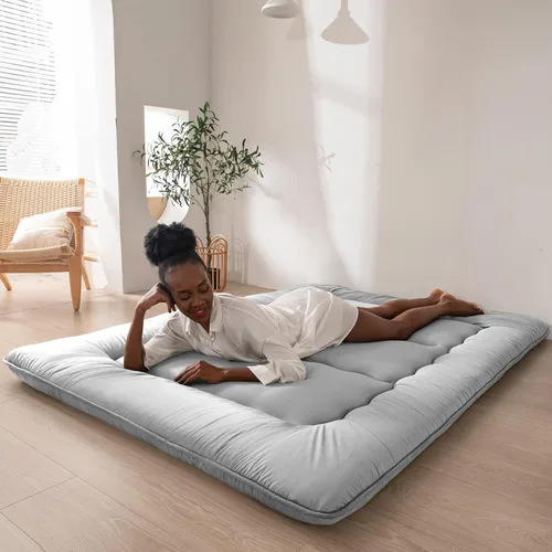 Vista 39 de MAXYOYO Colchón Japonés de Suelo Futón Colchón, Tapete de Tatami Engrosado de 4", Almohadilla para Dormir Plegable Enrollable para Niños y Niñas