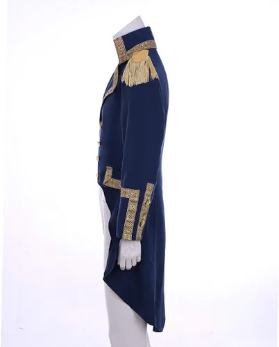 Vista 5 de Mens Musical Hamilton Historical Colonial Costume Steampunk Tailcoat Jacket Gothic Victorian Frock Coat Uniform